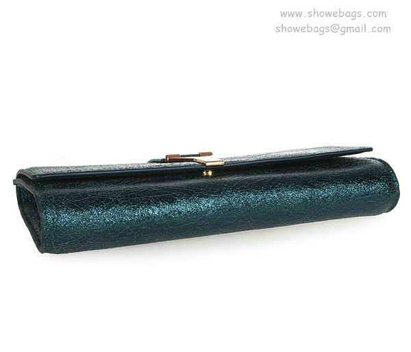 YSL belle de jour iridescent leather clutch 26570 dark green